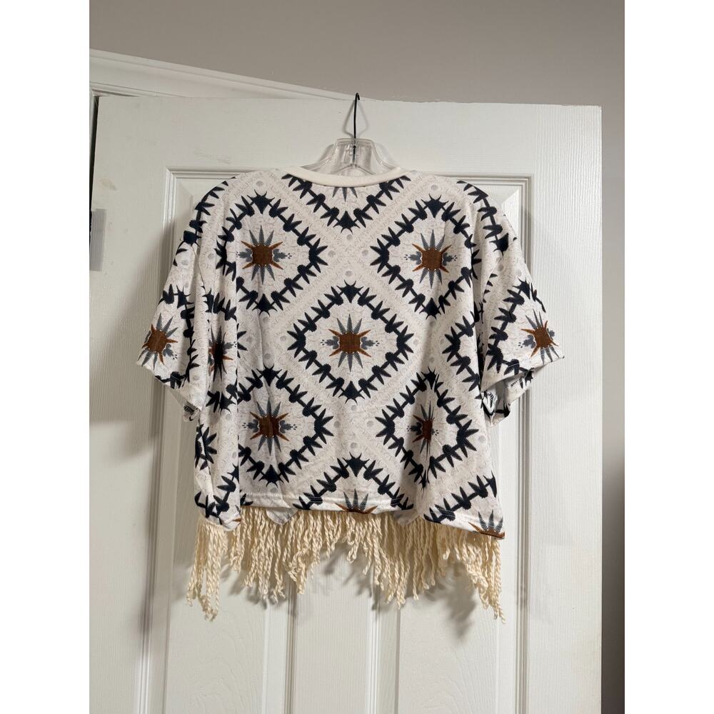 Aztec Print Fringe Crop Top Women's -Boho, Western, Casual - Size 0XL